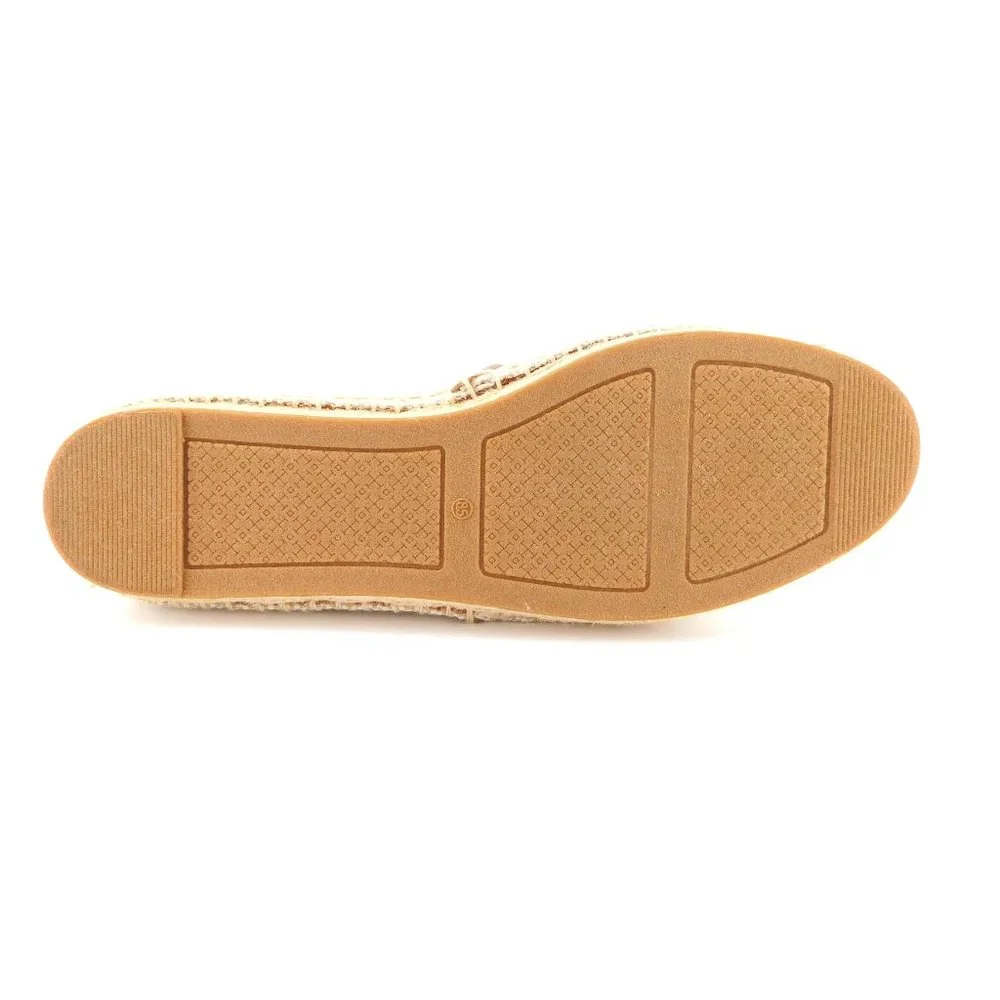 New TORY BURCH Natural Beige Tan Canvas Logo Slip-on Flat Espadrilles 8.5